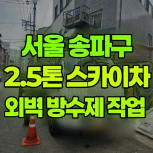 서울 송파구 2.5톤 스카이차 외벽 방수제 작업  반나절 후기