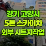 경기 고양시 일산동구 스카이차 7층 외부 시트지 작업 현장 사진
