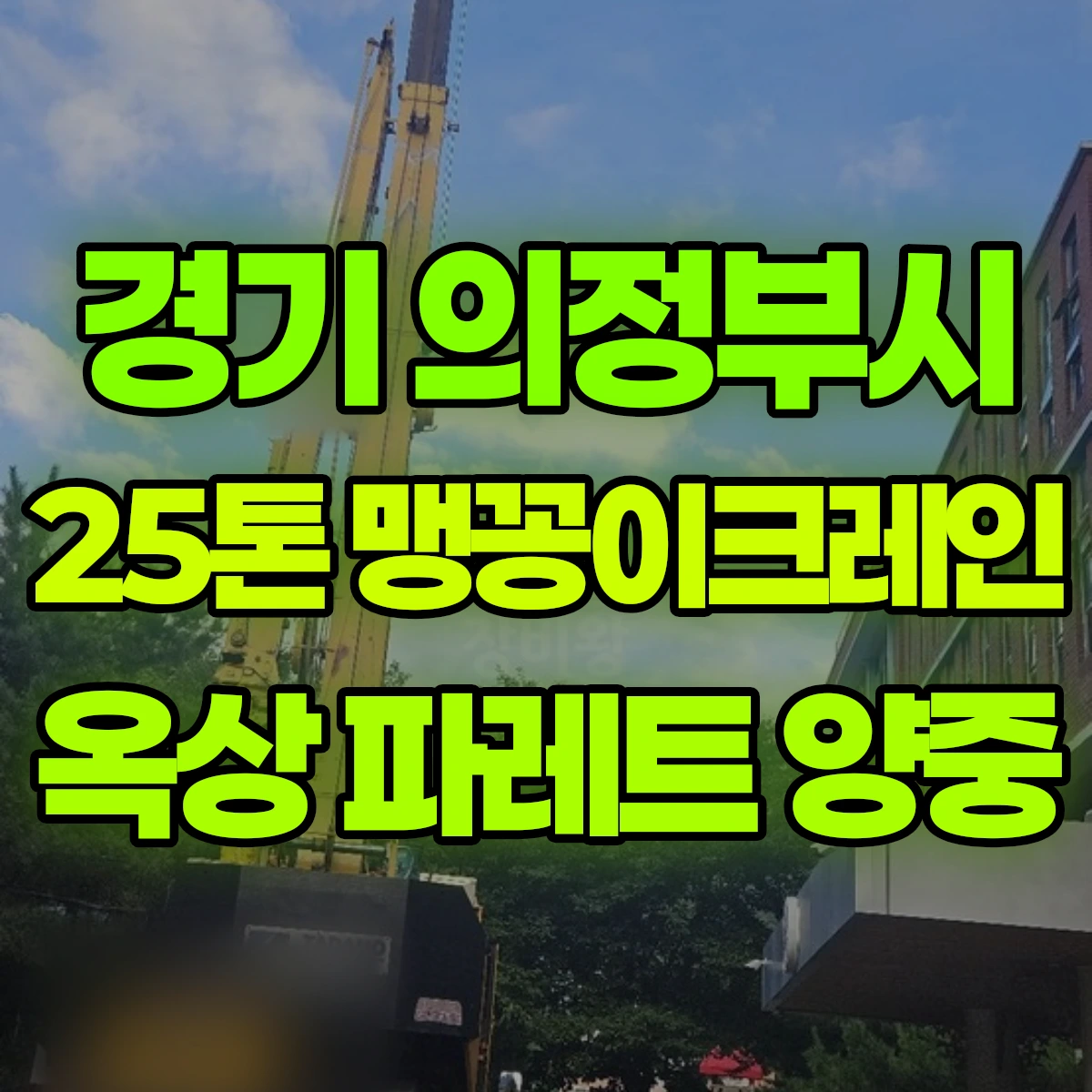 경기 의정부시 25톤 맹꽁이크레인 옥상 파레트 양중 비용