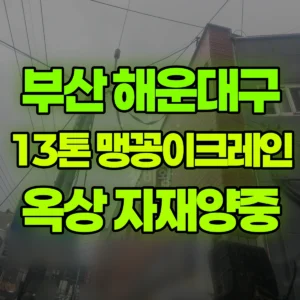 부산 해운대구 13톤 맹꽁이 크레인 2층옥상 자재양중 1시간 후기