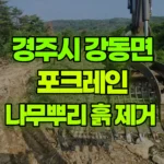 경북 경주시 강동면 포크레인 나무뿌리 흙 제거 현장 사진