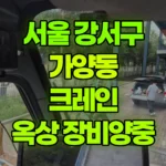 서울 강서구 가양동 크레인 2층 옥상 포크레인 017 장비양중, 톤백, 자재 양중 현장 사진
