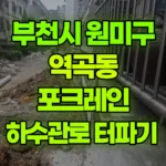 경기 부천시 원미구 역곡동 포크레인 하수관로 터파기 현장 사진