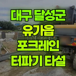 대구 달성군 03바퀴(W) 포크레인(굴착기) 터파기/타설작업 일대 비용