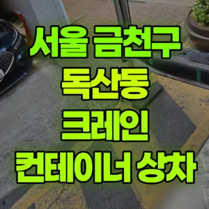 서울 금천구 13톤 맹꽁이 크레인 (2층건물)옥상에있는 3×6컨테이너 화물차에상차 1시간 후기